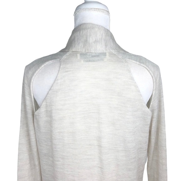 All Saints cut-out shoulder drape open cardigan sweater 4 gray cream wool - Picture 8 of 16